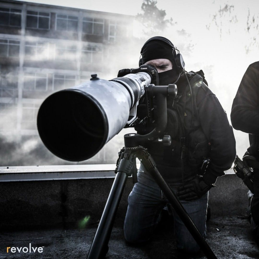 Action shot of Revolve's Tactical Tripod.
